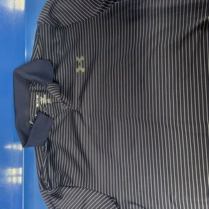 Under Armour Mens Golf Performance Polo Navy Striped Sz Small
